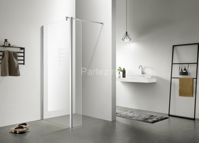 Душевая перегородка Azario CHICAGO 1200х1950 прозрачное стекло 8 мм, подвижная доп.перегородка 50 см, цвет профиля серебро (AZ-NAR6321 1200)
