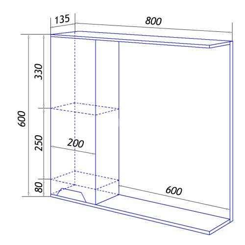 Зеркало-шкаф Loranto Florena 80 800х135х600 левый, светлый бетон (CS00086988)