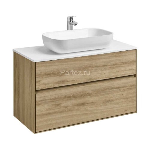Тумба под раковину Aquaton Либерти 100, 2 ящика, дуб эльвезия (1A279601LYC70)