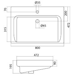 Раковина AQUATON ТИГОДА 80, белая (1WH302084)