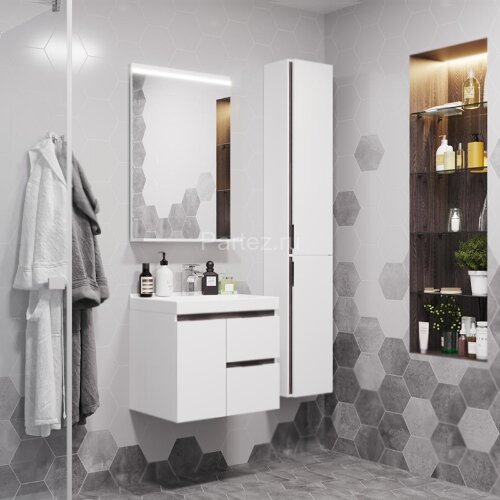 Зеркало AQUATON Рене 60 с подсветкой, с полочкой, белый (1A222302NR010)