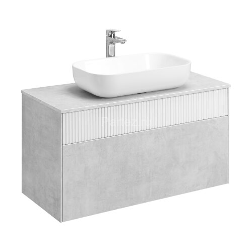 Тумба под раковину AQUATON Марбл 100 1000х460х530 подвесная, Слэйт/Белый матовый (1A276301MH4C0)