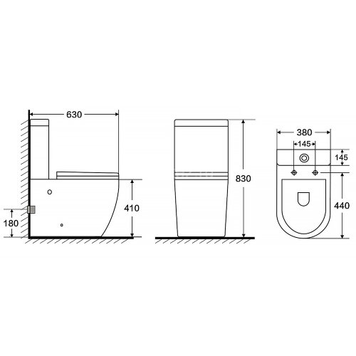 Унитаз-компакт Azario CORSA 380х630х830 напольный, безободковый, в комплекте с быстросъемным сиденье