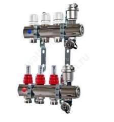 Коллекторная группа НЕРЖ. с расходомерами в сборе 1"х4х3/4"EK VALTEC