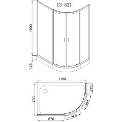 Душевое ограждение Loranto 120х80х195, низкий поддон 13 см, матовое стекло 4 мм (CS-827AR)