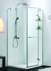 Душевое ограждение Azario MONTREAL 900х900х2000 R, со стеклянной полкой, без поддона, прозрачное стекло 8 мм, цвет профиля серебро (AZ-NWG1231-R)